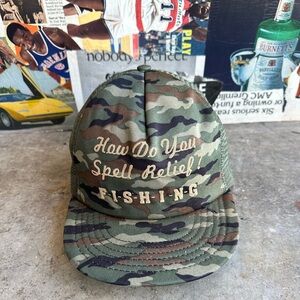vintage camo trucker fishing hat